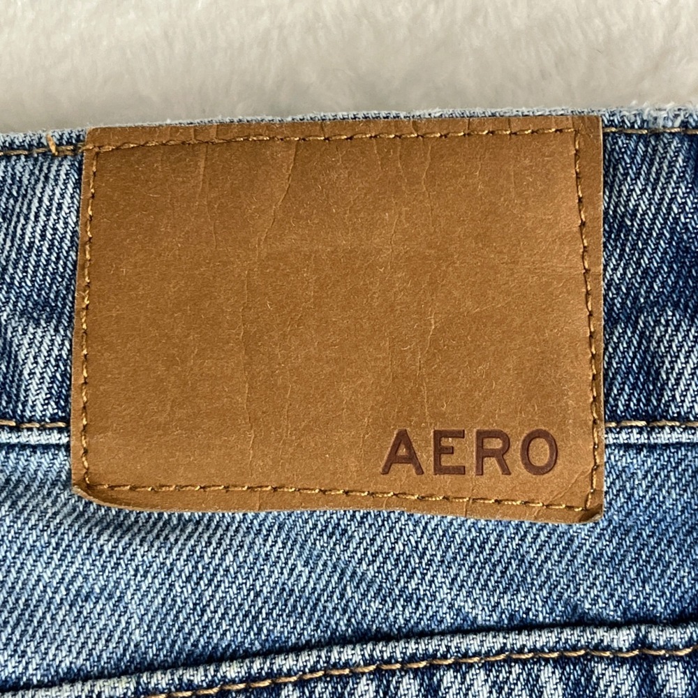 Aeropostale Low Rise Baggy Jeans Womens 4 Regular Blue Distressed Ripped Denim - Picture 8 of 13